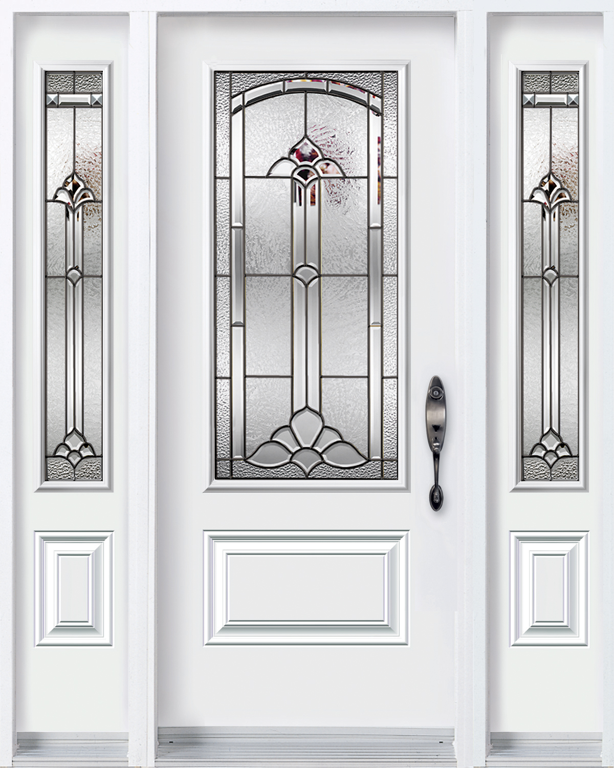 Door with 2 sidelites with Cathedrale glass kits